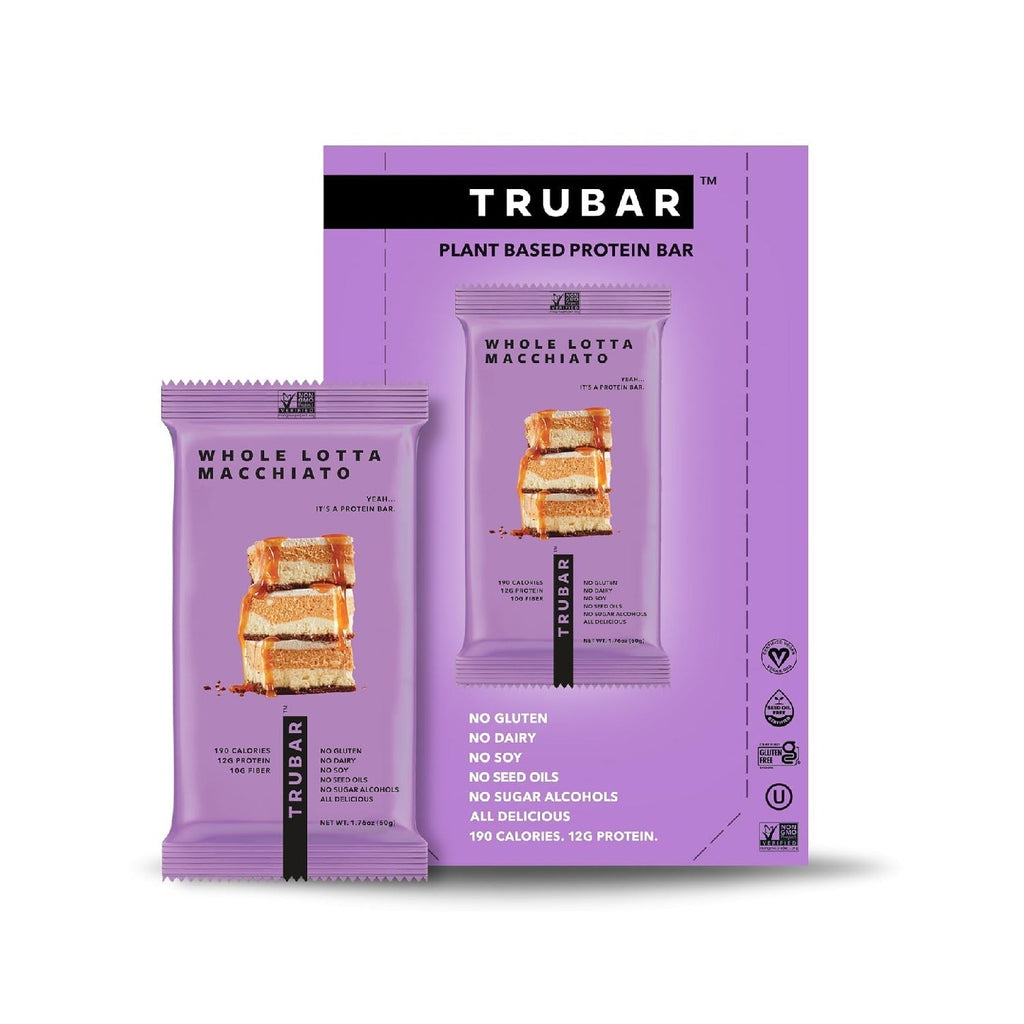 TRUBAR Plant-Based Protein Bar, 12g Protein, 13g Fiber, Vegan, Gluten Free, Non-GMO, Dairy Free, 12 CT
