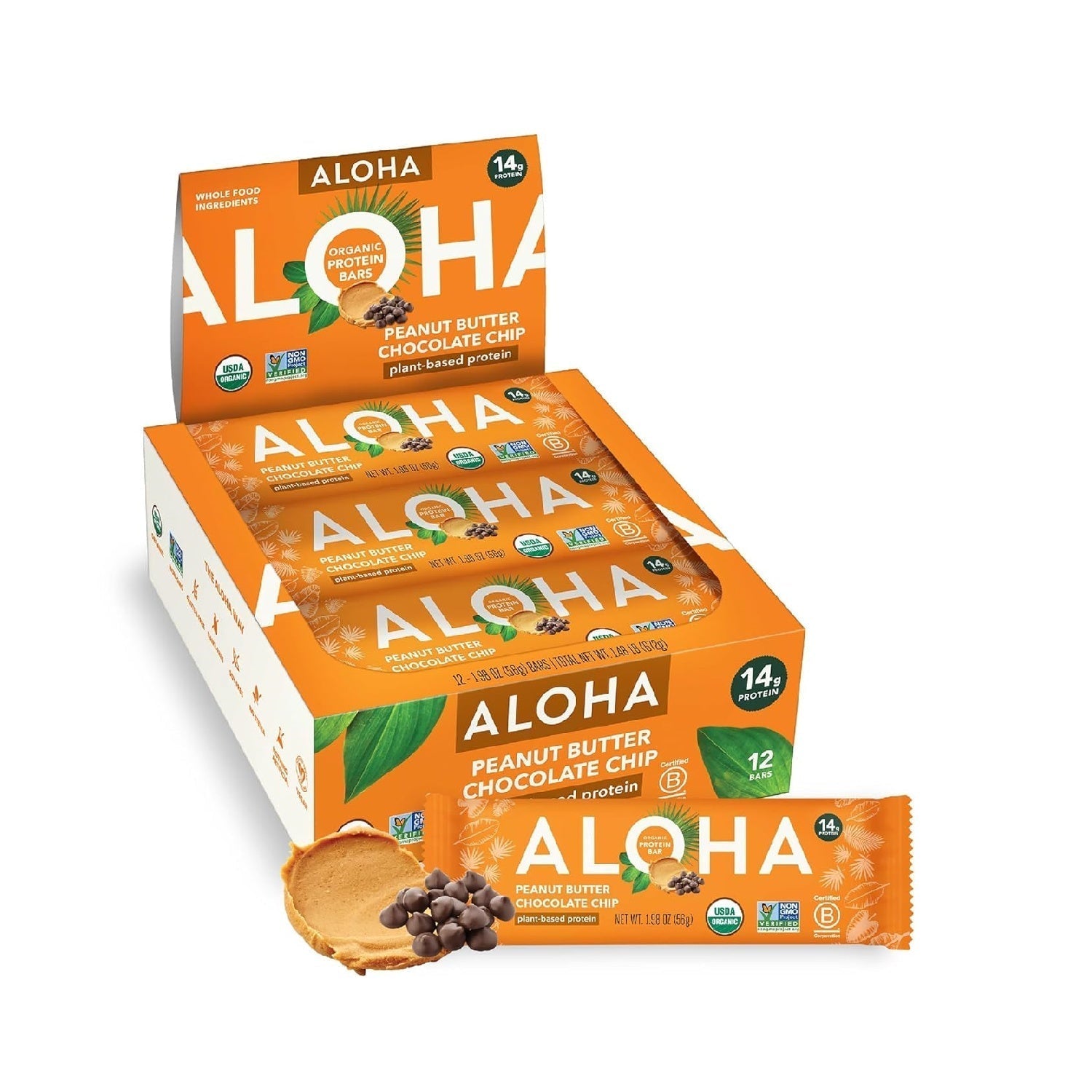 ALOHA Organic Plant Based Protein Bars | 1.98 Oz (Pack of 12) | Vegan, Low Sugar, Gluten Free