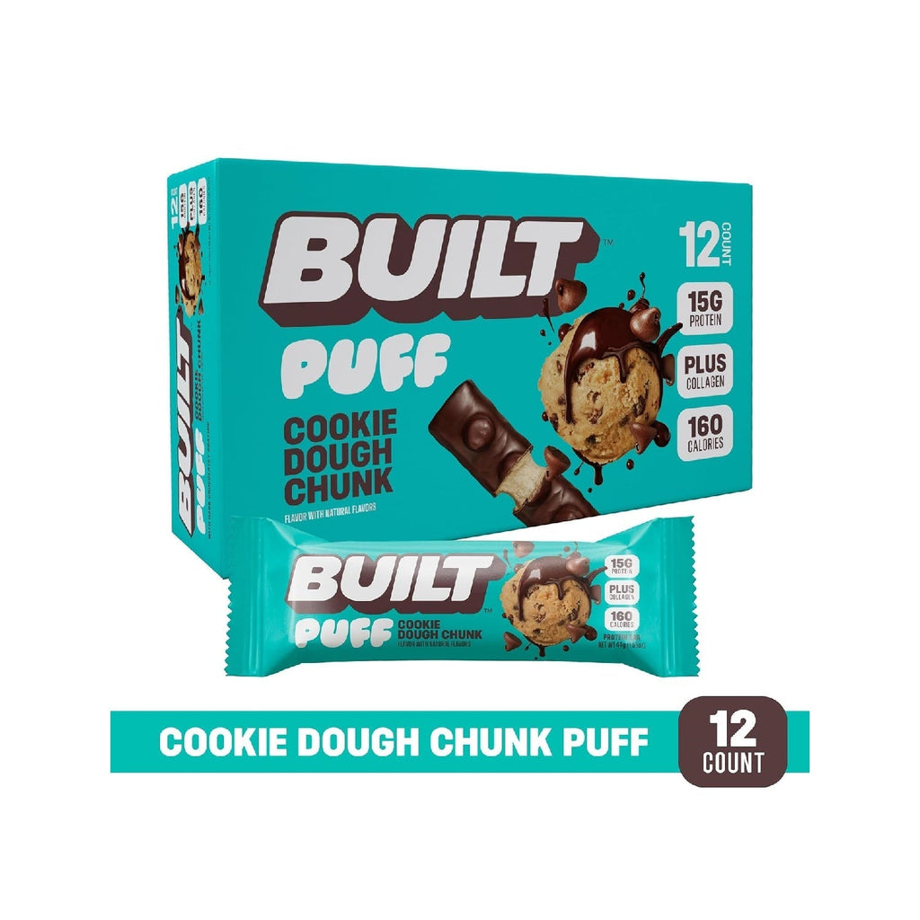 Built Bar Puff Protein Bars – 15g Protein, 160 Calories, 8g Sugar, 12 Count