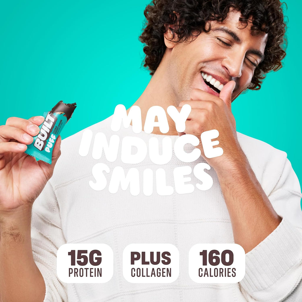 Built Bar Puff Protein Bars – 15g Protein, 160 Calories, 8g Sugar, 12 Count