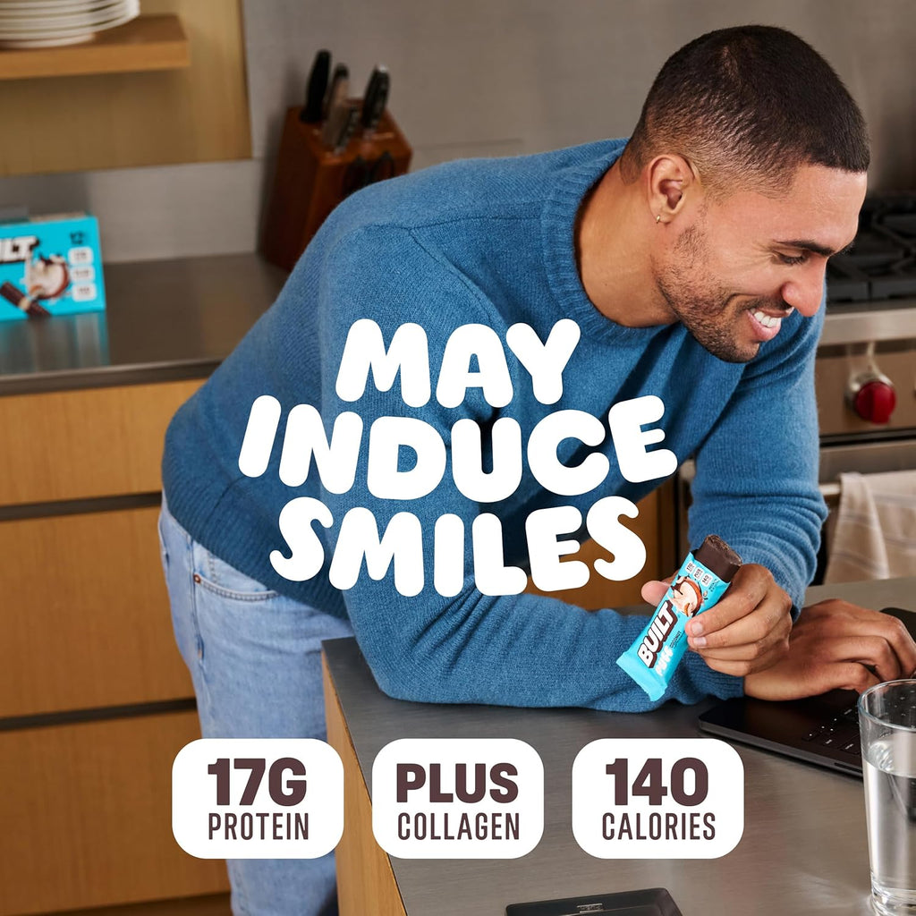 Built Bar, Puff Protein Bars, 17g Protein Snacks,  Only 140 Calories, 6g Sugar, Collagen, Gluten Free, 12 Count