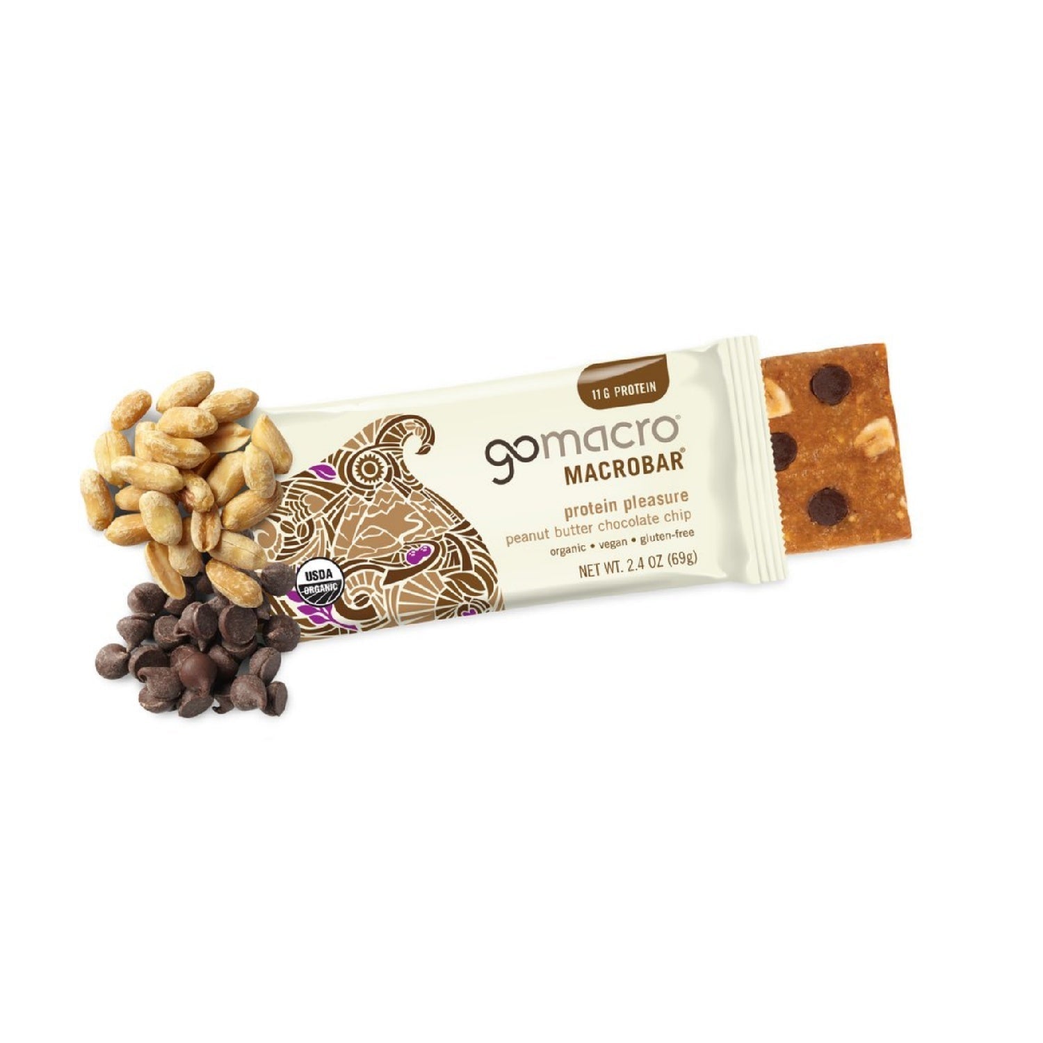 GoMacro MacroBar Organic Vegan Protein Bars, 11 grams of plant protein, 280 calories (2.3 Ounce Bars, 12 Count)