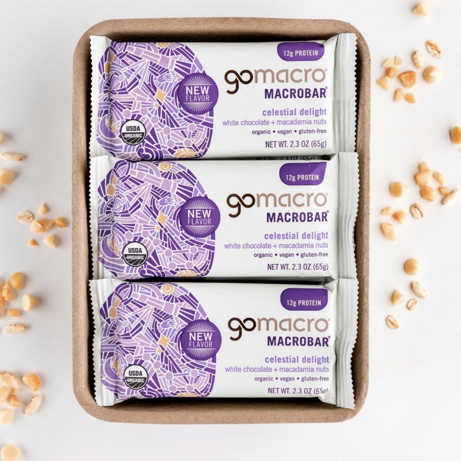 GoMacro MacroBar Organic Vegan Protein Bars, 11 grams of plant protein, 280 calories (2.3 Ounce Bars, 12 Count)