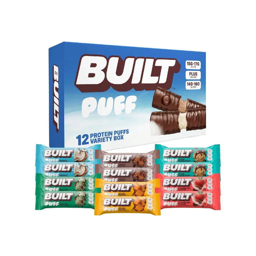 Built Bar Puff Protein Bars – 15g Protein, 160 Calories, 8g Sugar, 12 Count